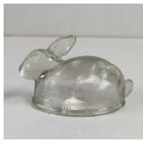 Vintage Clear Glass Rabbit on Nest Only top No
