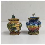 Vintage 3D Lidded Floral and Birds Trinket Boxes