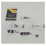 Fenton Painted Glass Beads Sterling silver lined