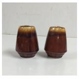 Vintage Brown Driped Glazed Salt and Pepper