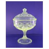 Vintage UV 365 NM Reactive Glass Pedestal Lidded