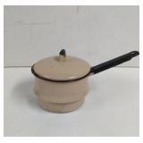 Vintage tan Enamelware with Lid