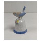 Vintage Blue Bird On Ceramic Bell