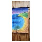 Tea towel featuring artwork 'Rainbow Cooee Bay'