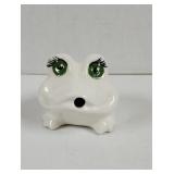 Vintage Ceramic frog cotton dispenser with green