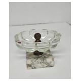 Vintage Italian crystal glass bowl with scalloped