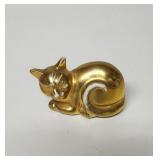 Vintage gold cat ceramic figurine