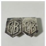 hammered metal silver tone shield clips