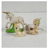 4 ceramic hand-painted unicorn figurines.2 have