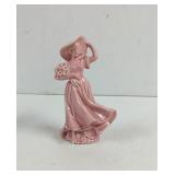 Vintage Pink Lady With Flowers Figurine