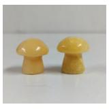 Yellow Hand carved Calcite Mushrooms