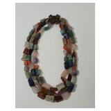 Vintage Multi Gem Stone three strand necklace