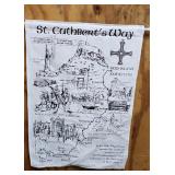 Cotton tea towel illustrated with a map of the St