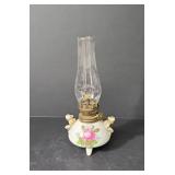 Vintage porcelain Rose pattern oil lamp