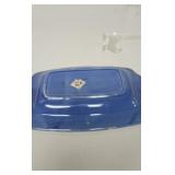 Vintage blue Homer Laughlin butter dish, no lid