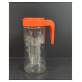 Vintage Tang Glass Pitcher With Orange Lid