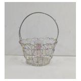 Wire Spring Floral Beaded Basket