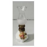 Vintage Miniature porcelain oil lamp with floral
