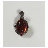 Sterling Silver Polished Amber pendant