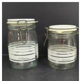 La Cuisine White Striped Glass Self Seal Canister