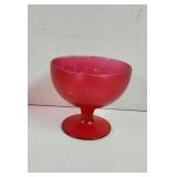 Ruby red flash painted glass dessert bowl with