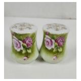 Vintage Lefton Heritage green porcelain salt and