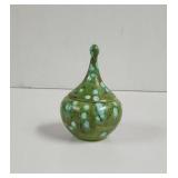 1973 Green Drip glazed Trinket dish handmade