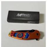 M tech USA tie die folding knife aluminum handle