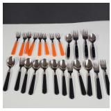 Stainless steel black and orange cutlery