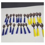 Stainless steel Blue and Yellow spoons