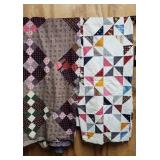 Vintage quilt topppers aged stains few tears