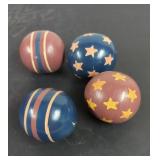 Set of 4 crackle paint wooden decorative balls.