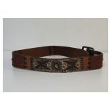 Vintage Fossil leather belt with brass belt