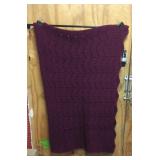 Handmade Crochet Burgundy Throw Blanket 50x60