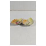 Vintage Lefton Hand Painted Floral Divided Dish