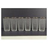Vintage Silver Trim Hobnail Glass Tumblers 6
