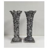 Decorative Leaves Tall Candle Holders