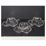 Vintage clear leaf shaped glass dish, one is a