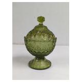 Vintage Old Virginia Glass Green Sawtooth Diamond