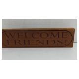 Decorative wooden table block sign with engraved