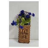 Hanging Wicker Basket with purple faux flowers