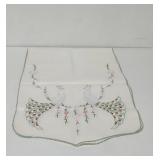 Vintage Embroidered peacocks table runner green