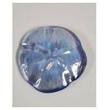 Iridescent Blue Glass Sand Dollar Paperweight