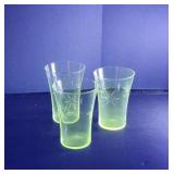 Vintage Fostoria Atomic Star juice glasses UV