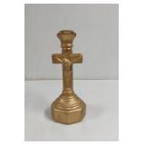 Vintage Painted Glass Cross Candlestick Holder