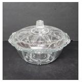 Vintage clear glass covered candy dish