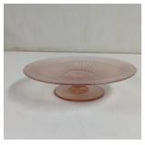 Vintage Unmarked Pink Iridescent Cake Plate has