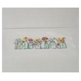 Vintage white canvas floral Mason Jar cross