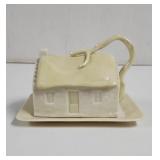 Vintage Belleek Cottage House Butter/ Cheese