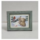 Holiday Cardinal and Bunnies shelf decor